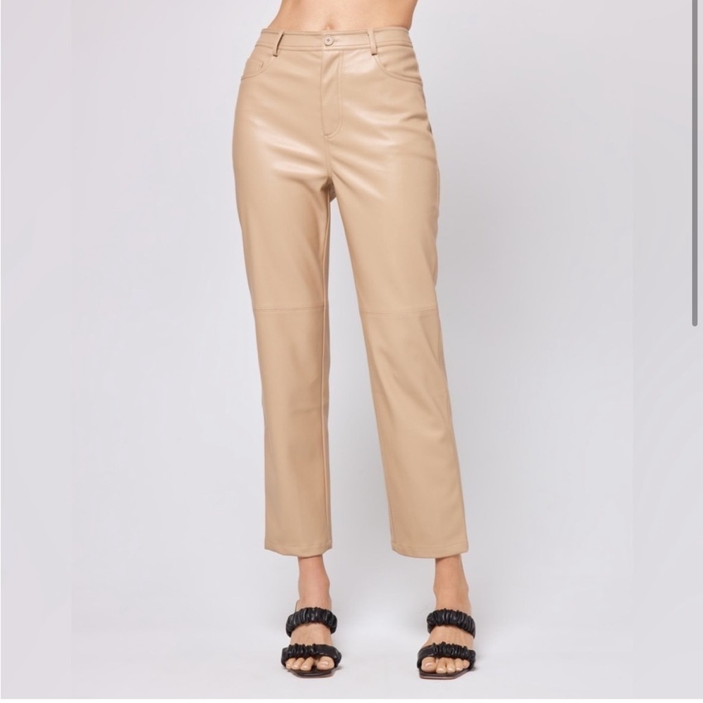L*SPACE Quincey Faux Leather High Rise Pant Color Latte